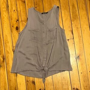 Doe & Rae Sleeveless Button-Down Blouse - Taupe